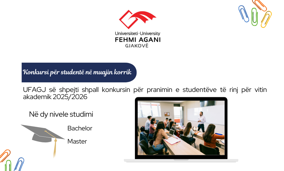 UFAGJ në korrik shpall konkursin për pranimin e studentëve të rinj për vitin akademik 2025/2026